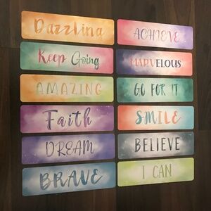 NEW 24 COUNT Set Assorted Quote Bookmarks Pages Double Sided Feminine Motivation